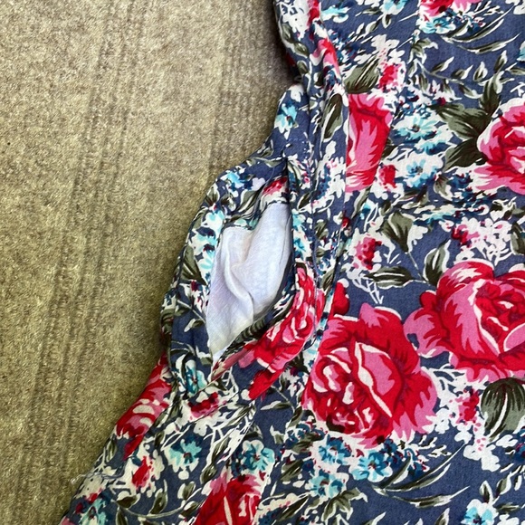 Vintage Romantic Peony Garden Floral Wide Short Romper Jumpsuit - Picture 5 of 12